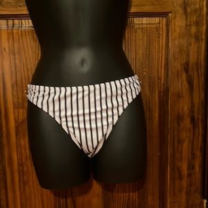 NWT White & Black Striped Bikini Bottom